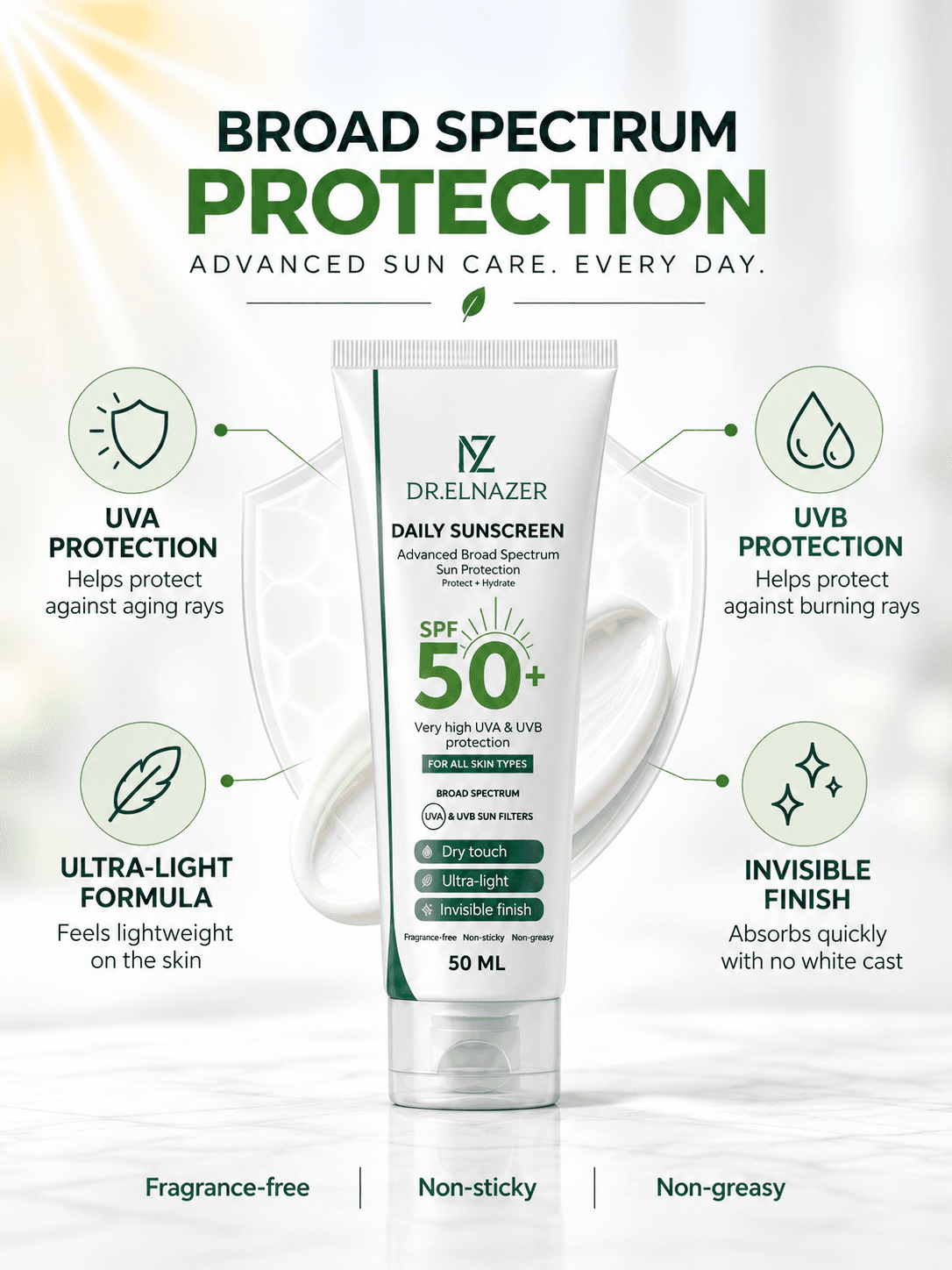 Daily Sunscreen SPF 50+, UVA/UVB Protection, 50 ml