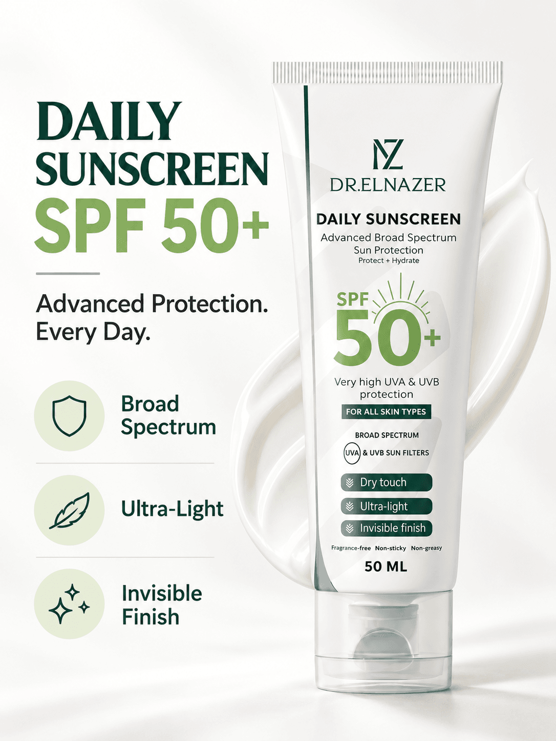 Daily Sunscreen SPF 50+, UVA/UVB Protection, 50 ml